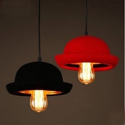 Lustre noir design Hat Pendant Cafe
