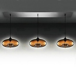 Suspension moderne à 3 lampes en verre au design bulle marron