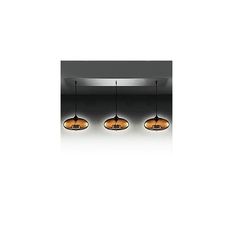 Suspension moderne à 3 lampes en verre au design bulle marron