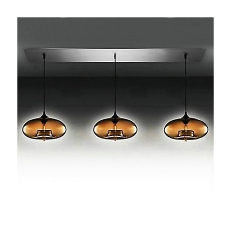 Suspension moderne à 3 lampes en verre au design bulle marron Suspension moderne à 3 lampes en verre au design bulle marron