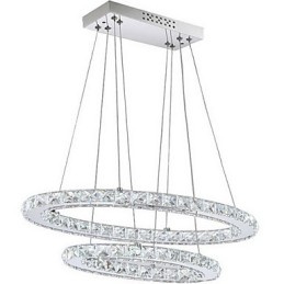 Suspension moderne en cristal avec double anneau ovale pour