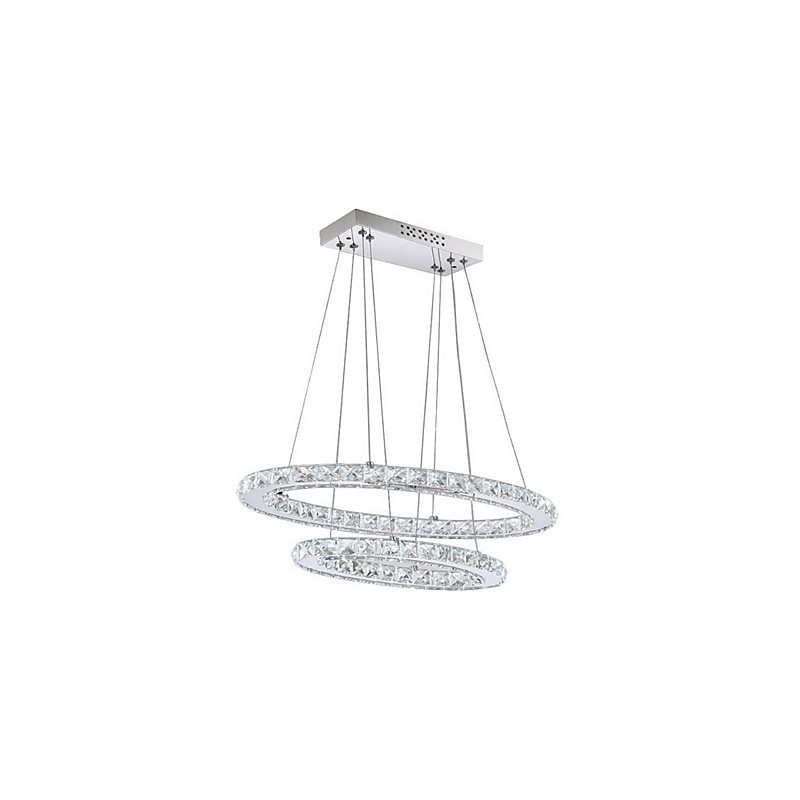 Suspension moderne en cristal avec double anneau ovale pour