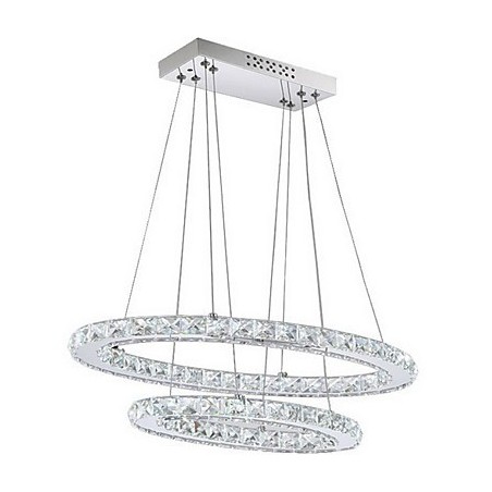 Suspension moderne en cristal avec double anneau ovale pour Suspension moderne en cristal avec double anneau ovale pour