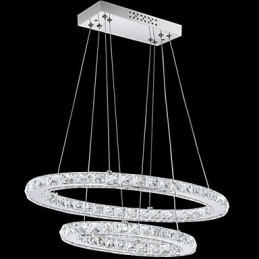 Suspension moderne en cristal avec double anneau ovale pour