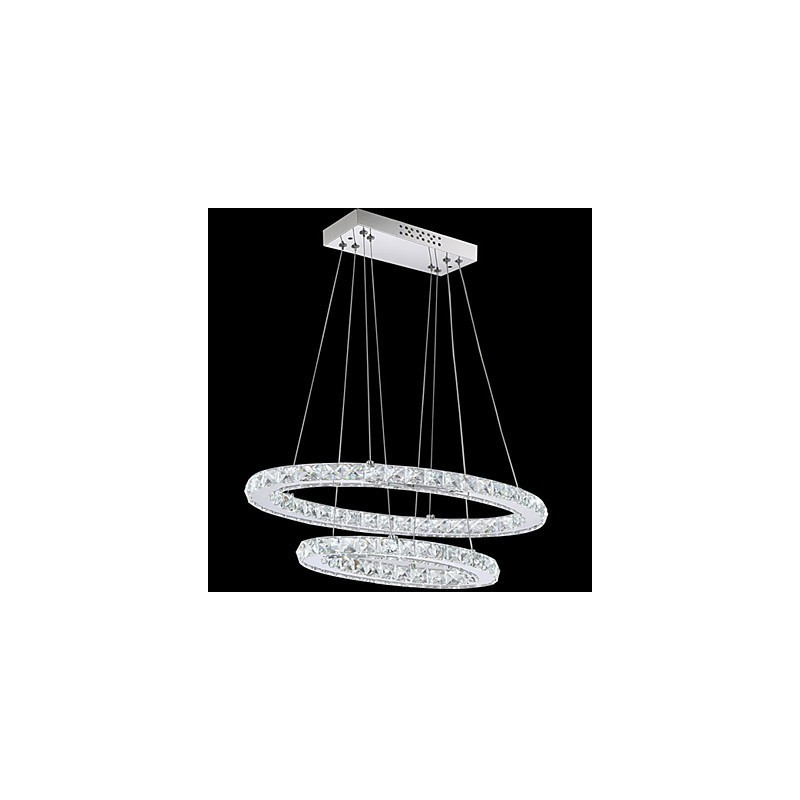 Suspension moderne en cristal avec double anneau ovale pour