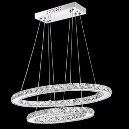 Suspension moderne en cristal avec double anneau ovale pour