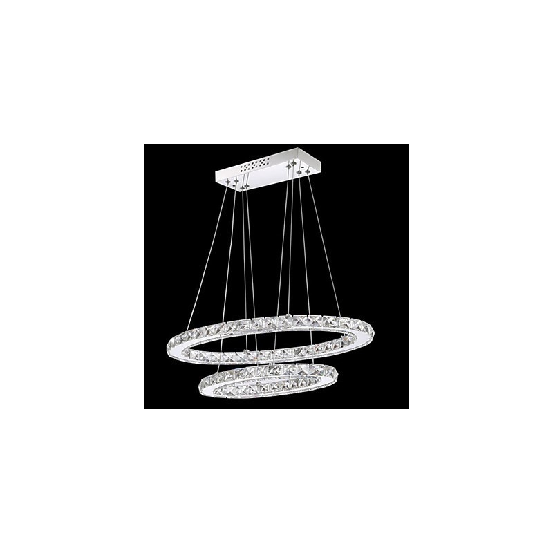 Suspension moderne en cristal avec double anneau ovale pour
