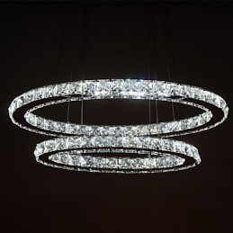 Suspension moderne en cristal avec double anneau ovale pour