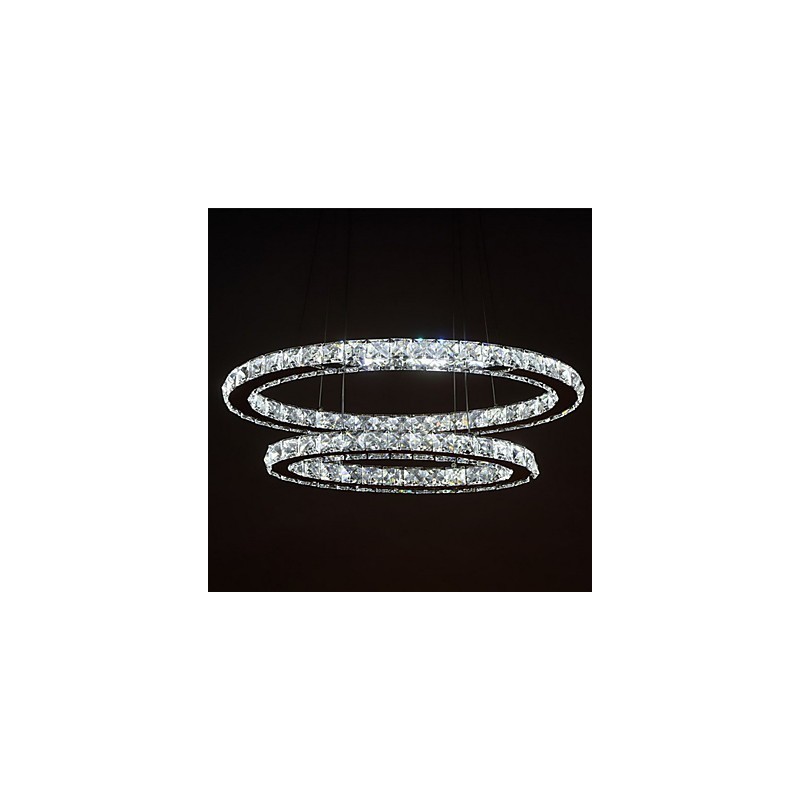 Suspension moderne en cristal avec double anneau ovale pour