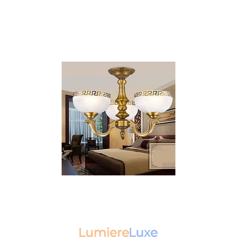 Lampe en cuivre complète, salle à manger en marbre, lustre en cuivre moderne original
