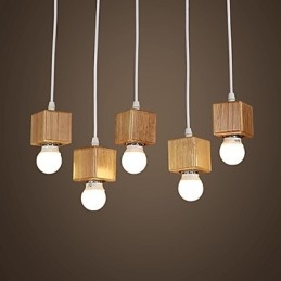 Support de lampe carré nordique en bois massif, lampe suspendue