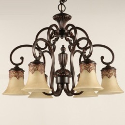 Lustre suspendu 6 lumières vintage Country Island en métal et verre