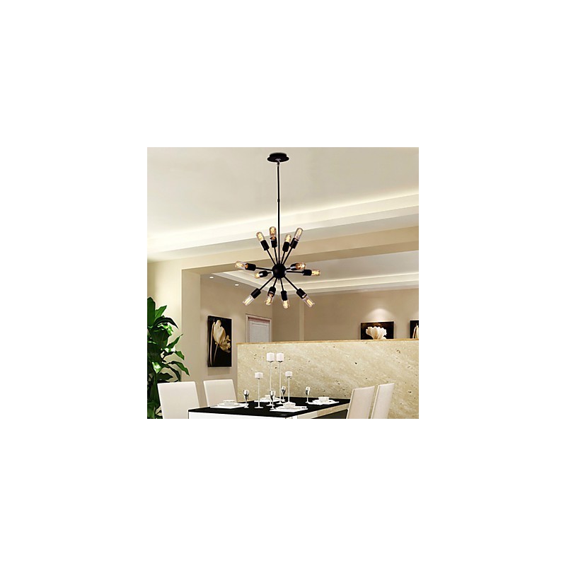 Lustre en fer avant-gardiste à 12 lumières