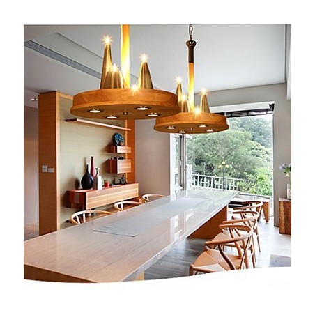 Suspension en bois massif de style américain, chaleureuse et élégante Suspension en bois massif de style américain, chaleureuse et élégante