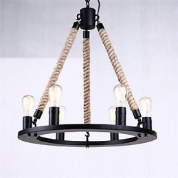 Suspension 6 lumières style campagnard en fer forgé
