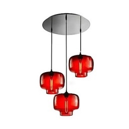 Suspension moderne en verre à 3 lumières, design bouteille transparente