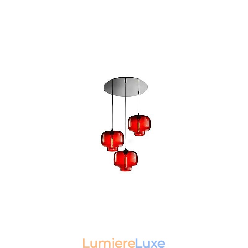 Suspension moderne en verre à 3 lumières, design bouteille transparente