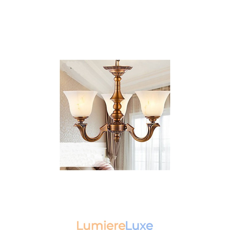 Lustre de style européen Lampe entièrement en cuivre Lampes en marbre