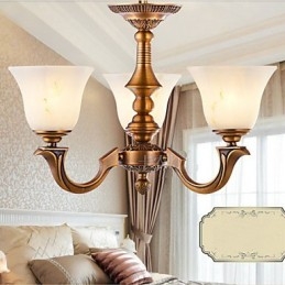 Lustre de style européen Lampe entièrement en cuivre Lampes en marbre