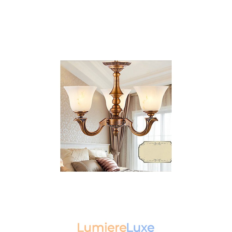 Lustre de style européen Lampe entièrement en cuivre Lampes en marbre