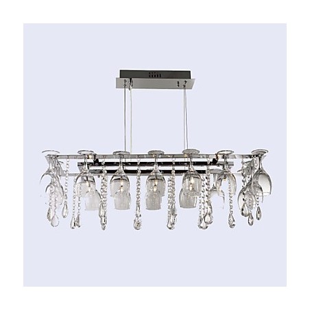 Suspension moderne contemporaine traditionnelle classique en cristal et métal chromé Suspension moderne contemporaine traditionnelle classique en cristal et métal chromé