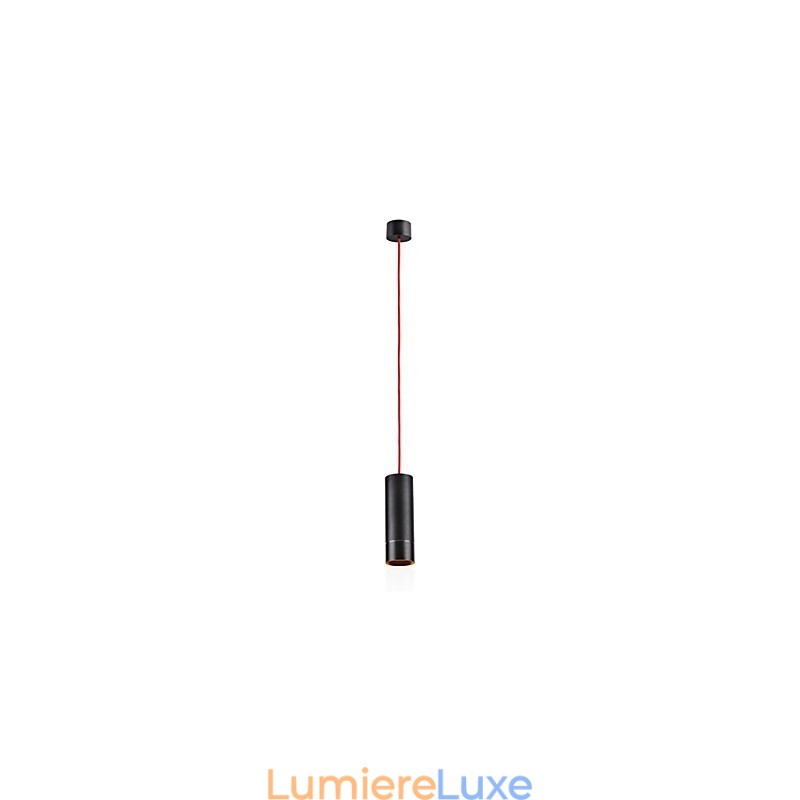Mini suspension 1 lumière noire anodisée avec aluminium