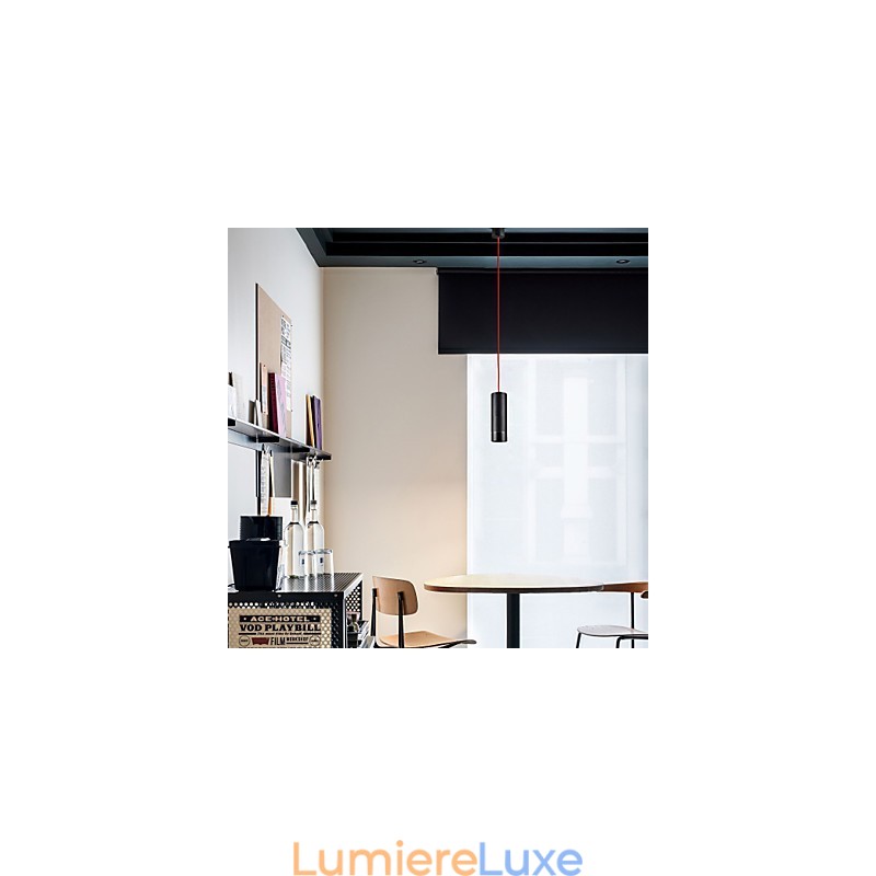Mini suspension 1 lumière noire anodisée avec aluminium