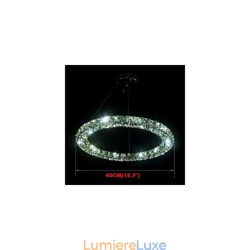 Suspension en cristal moderne simple D40 cm, trois côtés, K9, luminaires de plafond d'intérieur