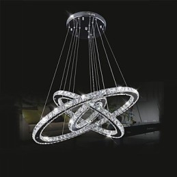 Lustre circulaire à intensité variable avec cristal K9, blanc chaud et froid, avec télécommande