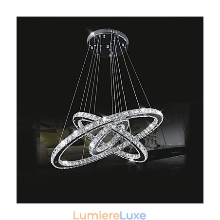 Lustre circulaire à intensité variable avec cristal K9, blanc chaud et froid, avec télécommande Lustre circulaire à intensité variable avec cristal K9, blanc chaud et froid, avec télécommande
