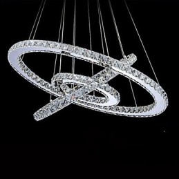 Lustre circulaire à intensité variable avec cristal K9, blanc chaud et froid, avec télécommande
