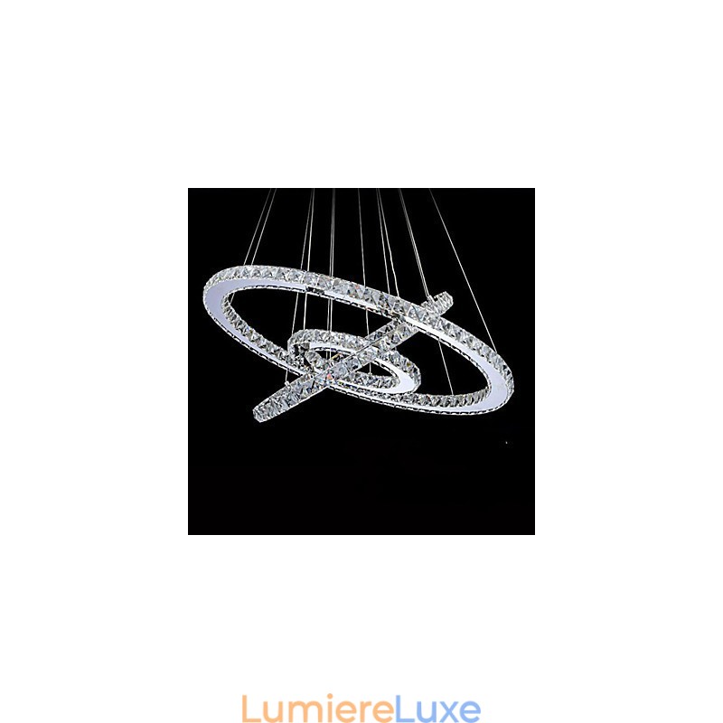 Lustre circulaire à intensité variable avec cristal K9, blanc chaud et froid, avec télécommande