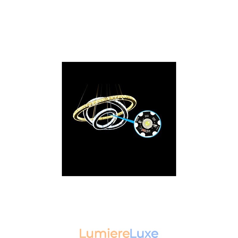 Lustre circulaire à intensité variable avec cristal K9, blanc chaud et froid, avec télécommande