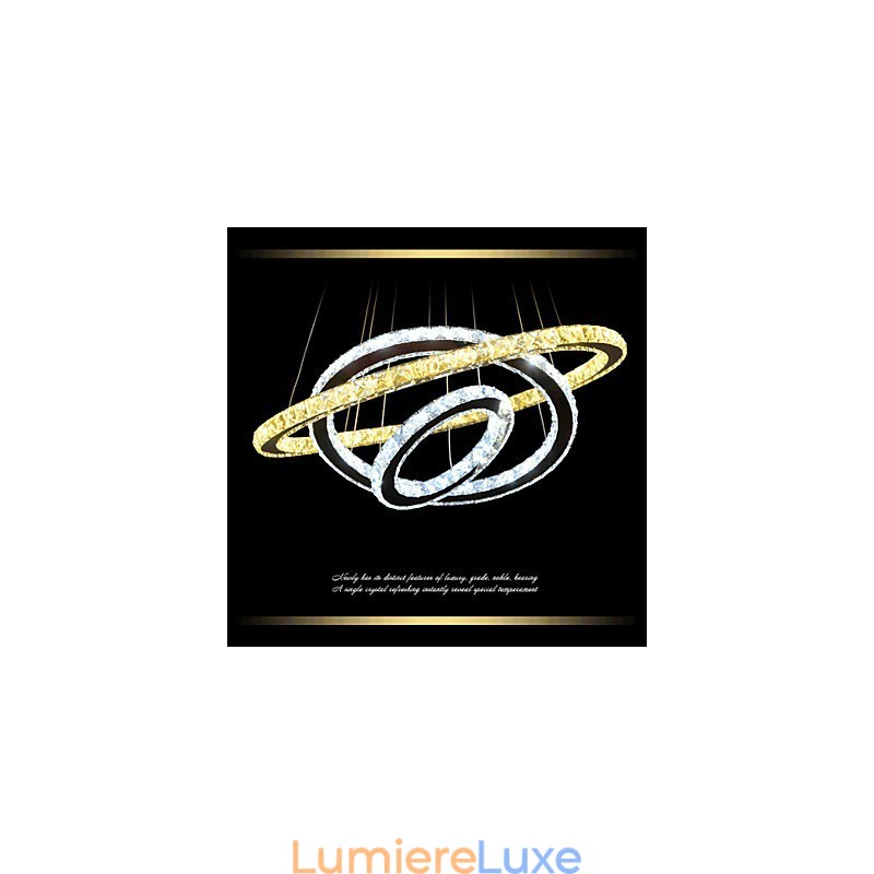 Lustre circulaire à intensité variable avec cristal K9, blanc chaud et froid, avec télécommande