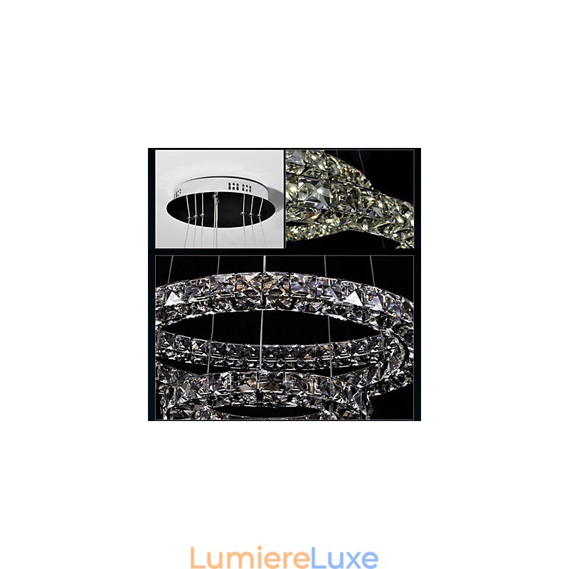 Suspension en cristal moderne simple D40 cm, trois côtés, K9, luminaires de plafond d'intérieur