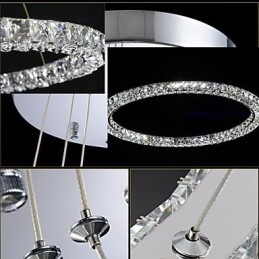 Suspension en cristal moderne simple D40 cm, trois côtés, K9, luminaires de plafond d'intérieur