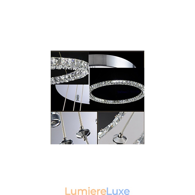 Suspension en cristal moderne simple D40 cm, trois côtés, K9, luminaires de plafond d'intérieur