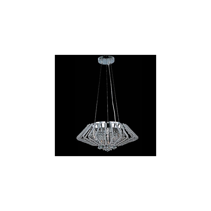 Suspension en cristal en acier inoxydable en forme de diamant avec 9 lumières