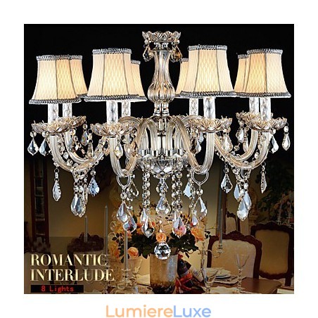 Grand lustre en cristal à 8 bras, lustre de luxe en cristal tendance Grand lustre en cristal à 8 bras, lustre de luxe en cristal tendance