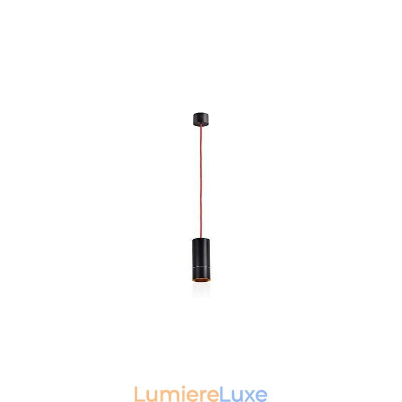 Mini suspension 1 lumière noire anodisée avec aluminium
