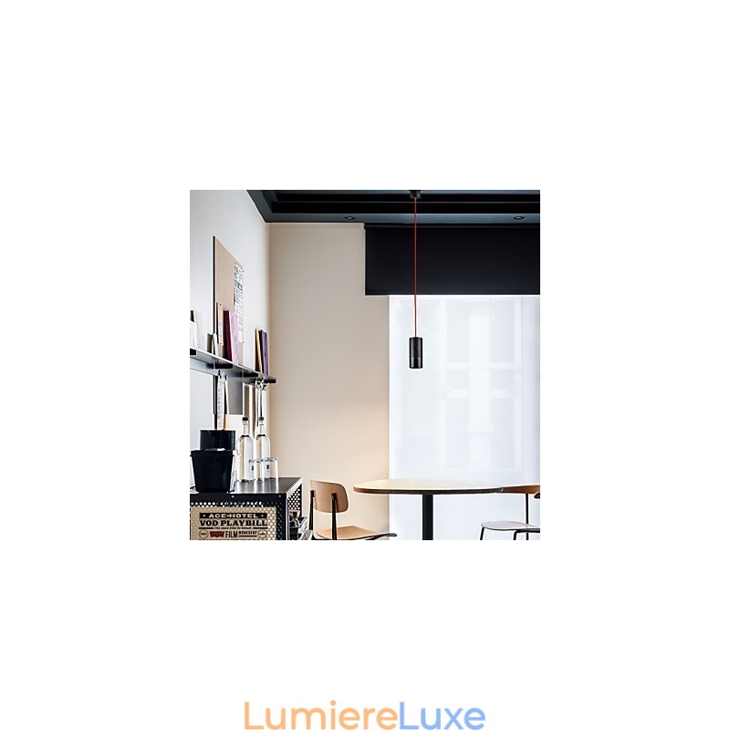 Mini suspension 1 lumière noire anodisée avec aluminium