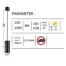 Mini suspension 1 lumière noire anodisée avec aluminium