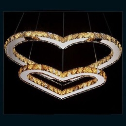 Lustre suspendu en cristal K9 transparent ou ambré en forme de cœur