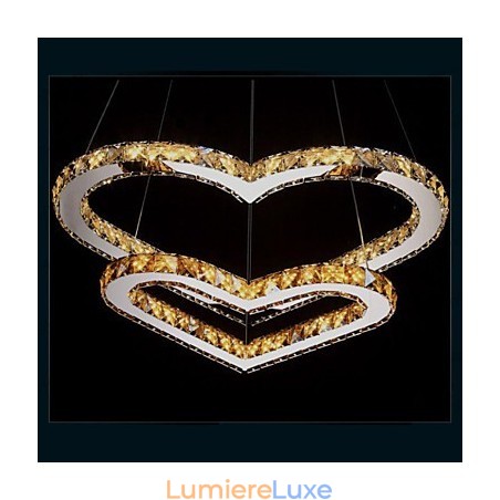 Lustre suspendu en cristal K9 transparent ou ambré en forme de cœur Lustre suspendu en cristal K9 transparent ou ambré en forme de cœur