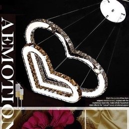 Lustre suspendu en cristal K9 transparent ou ambré en forme de cœur