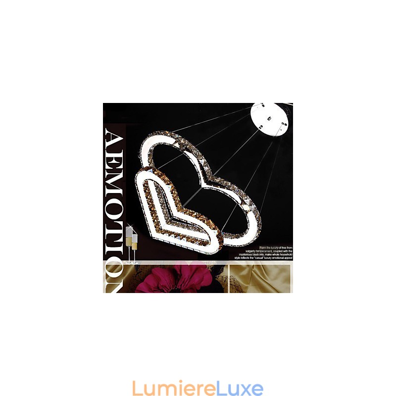 Lustre suspendu en cristal K9 transparent ou ambré en forme de cœur