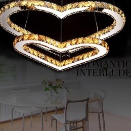 Lustre suspendu en cristal K9 transparent ou ambré en forme de cœur