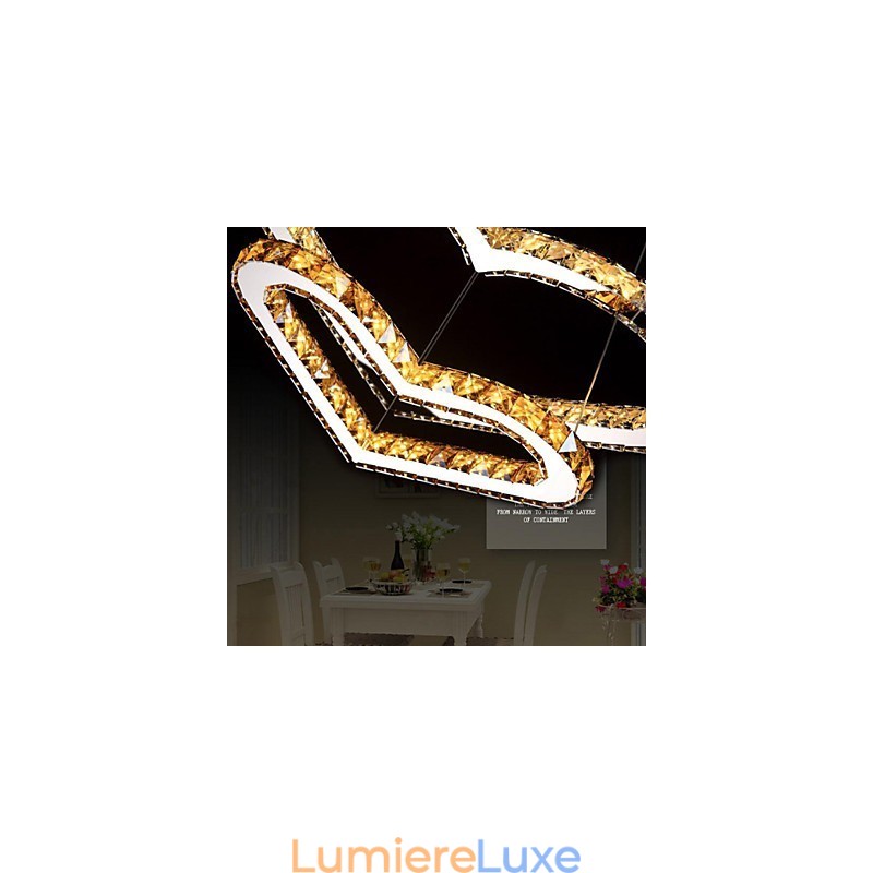 Lustre suspendu en cristal K9 transparent ou ambré en forme de cœur