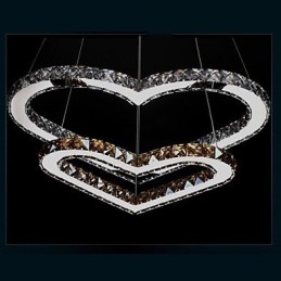 Lustre suspendu en cristal K9 transparent ou ambré en forme de cœur