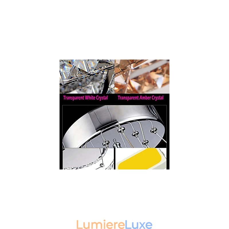 Lustre suspendu en cristal K9 transparent ou ambré en forme de cœur